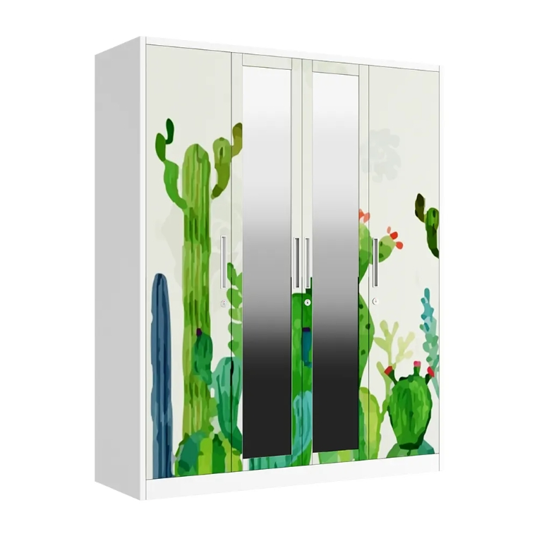 School Bedroom Dormitory Metal Decorative Steel Wardrobe Storage Locker with Mirror