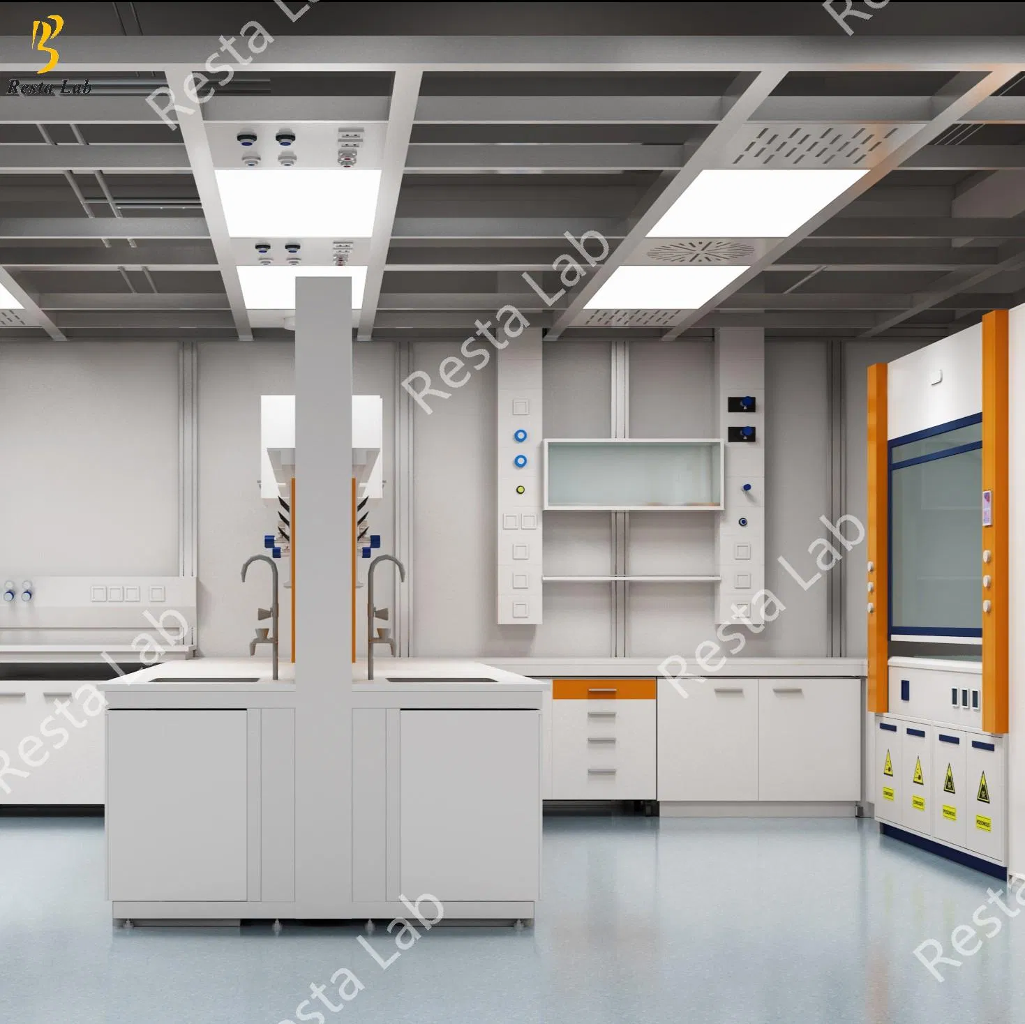 Physics Chemistry Analytical Chemical Lab Bench Furniture Floor Mounted with CE Standard