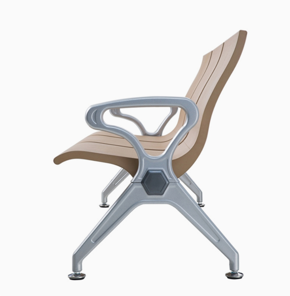 Modern Reception Area Durable Three-Seater Waiting Chair Metal Frame Public Seating for Airport Hospital Office