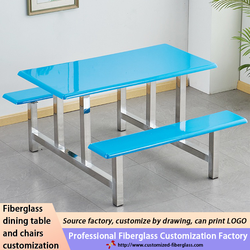 Metal Dining Table Set 6- 8 Peoples Chairs Stainless Steel School Canteen Food Table and Seat