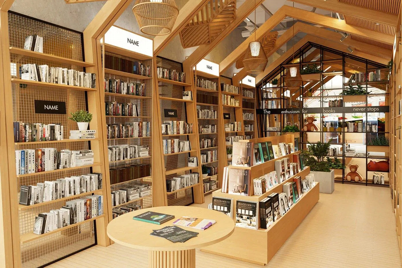 Modern LED Eco-Friendly Library Book Shelf - Durable Bookstore Stationery Display Stand