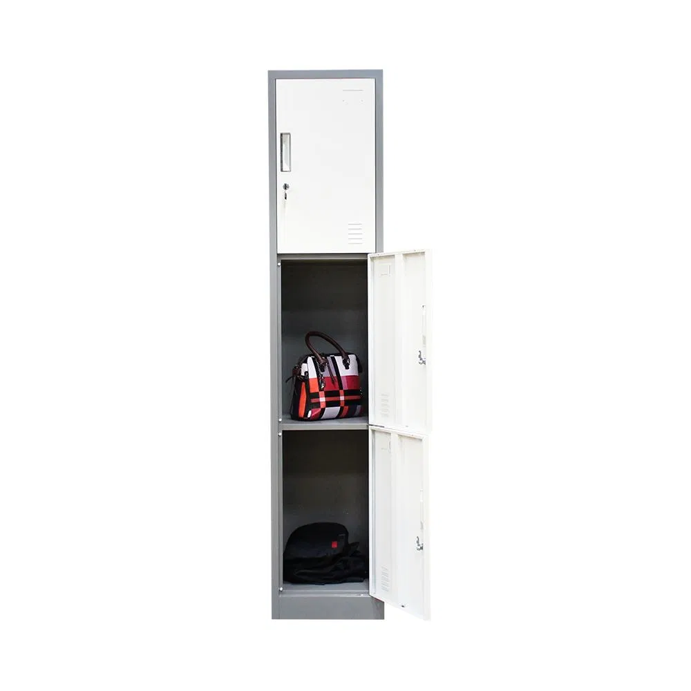 Metal Staff Dormitory Single 3 Door Storage Cabinets Gym Steel Lockers Wardrobe with Lock