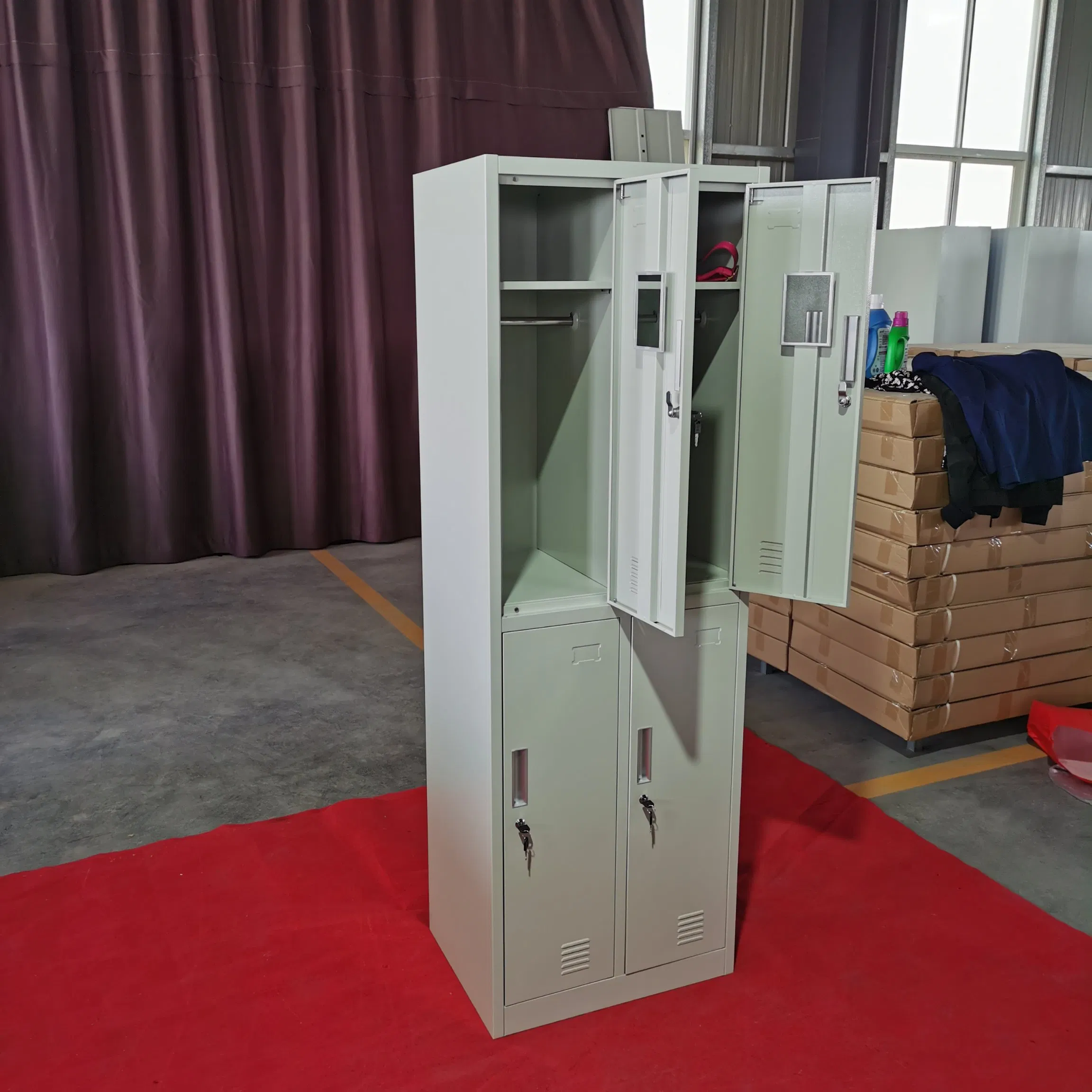 Customized Steel 4 Door Lockers Metal Gym Storage Wardrobe Lockers Iron Dormitory Compartment Locker