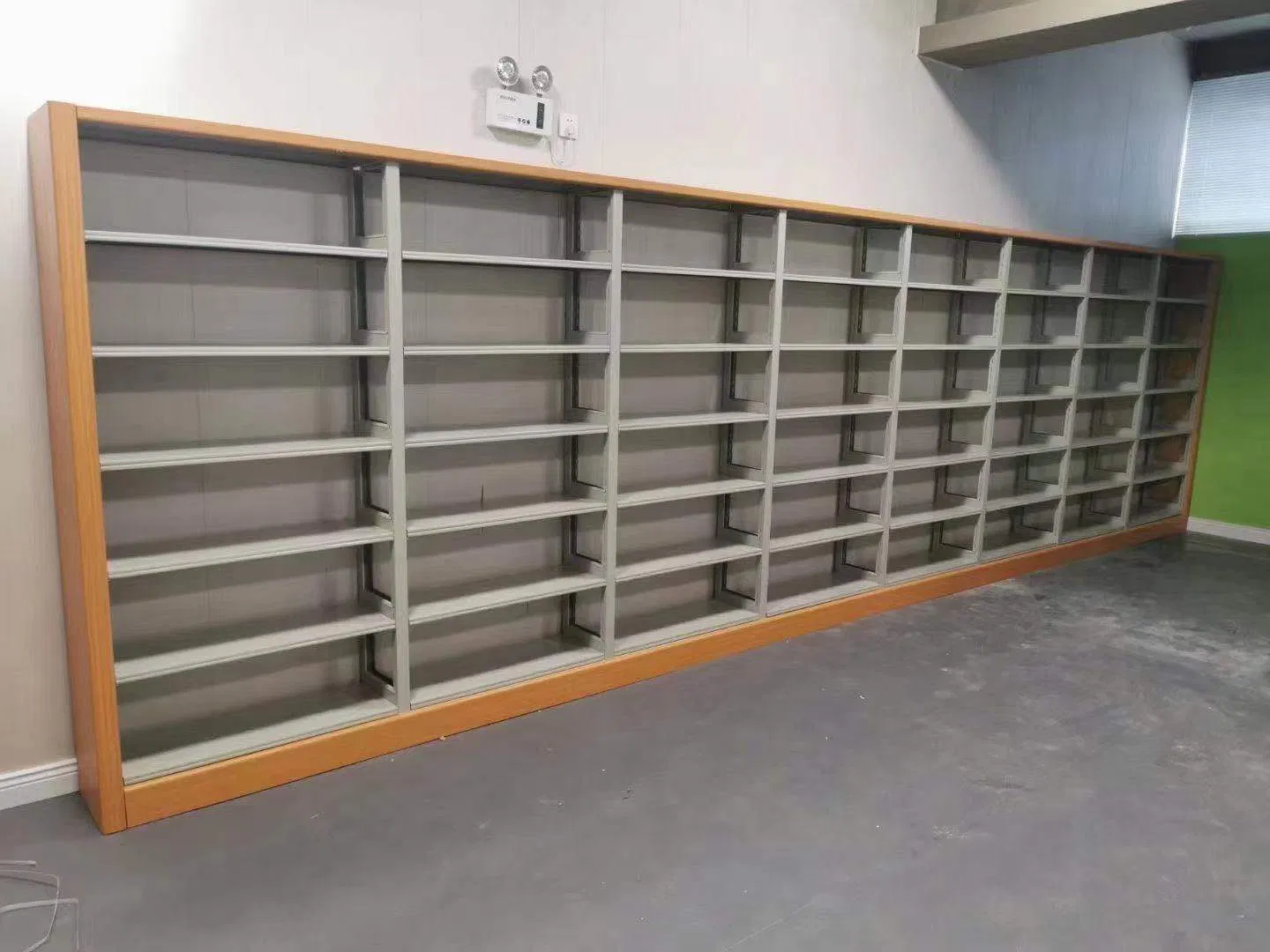 Wooden Look Bookshelf Library Bookcase Study Room Education Metal Book Rack