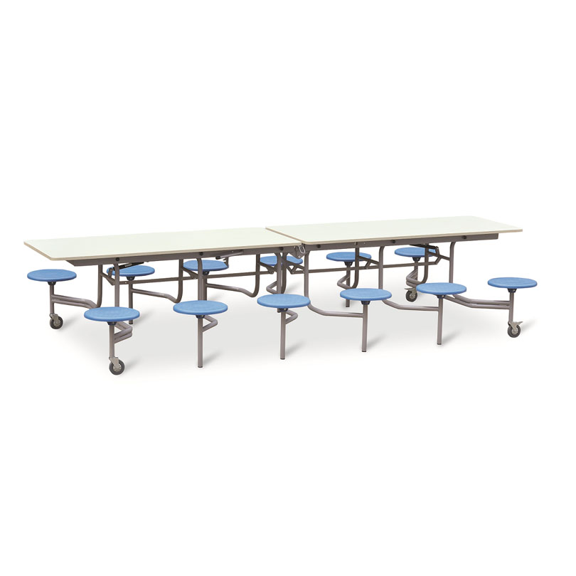 Cafeteria Restaurant 6/8 People Canteen Stainless Steel Dining Table and Stood Set