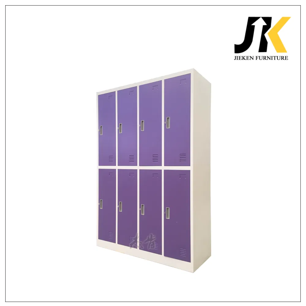 8 - Door Purple Metal Clothes Cabinet Steel Storage Locker for Gym Office Dormitory
