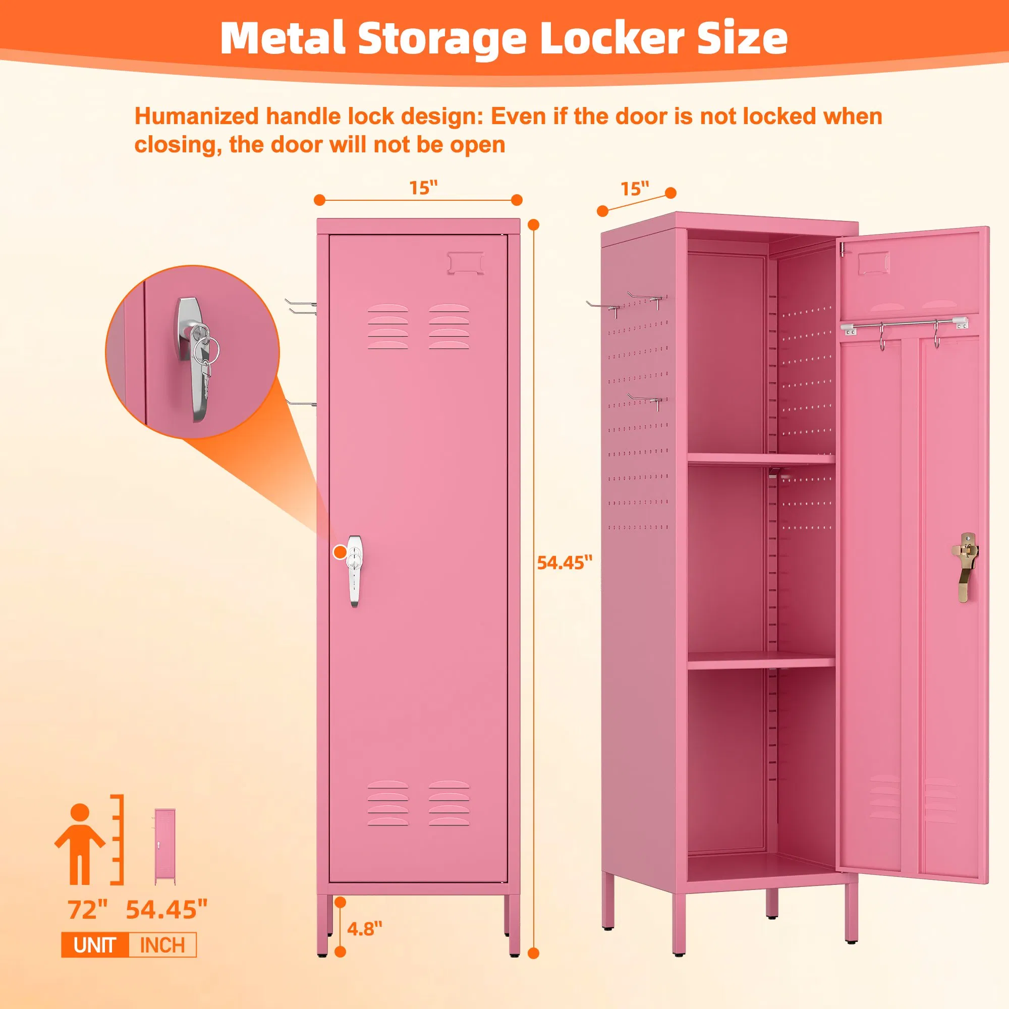 Steel Single Door Metal Storage Locker Dormitory Gym Locker