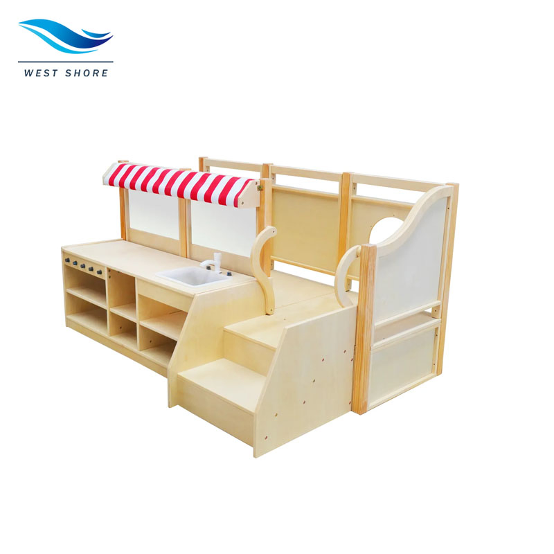 Wooden Dramatic Play Loft with Stairs for Toddlers and Preschoolers