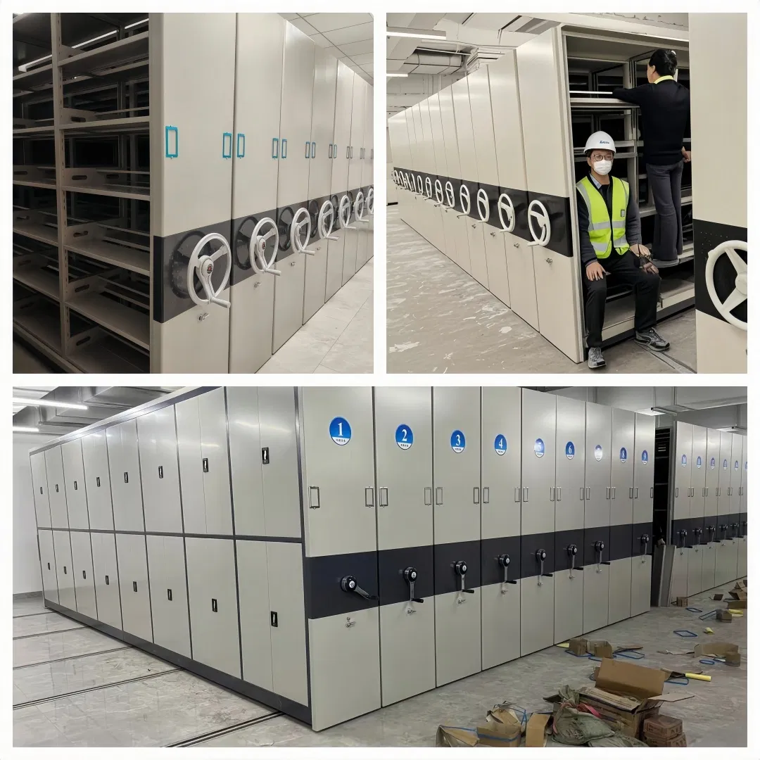 Library Manuscript Preservation Earthquake-Resistant Storage Systems Hand Crank Shelving System Movable High - Density Storage Racking Manual Mobile Shelving