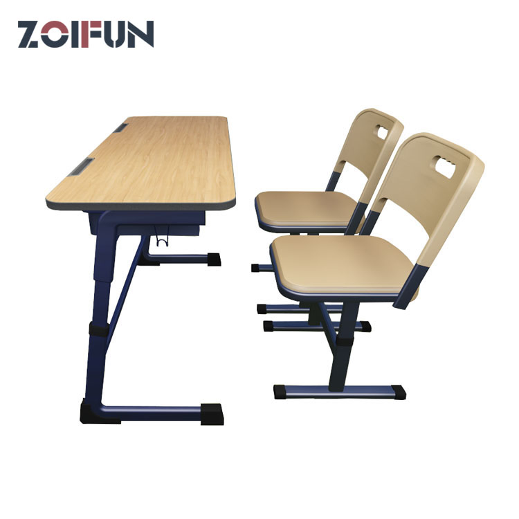 Double Seats Adjustable Height Classroom University Student Furniture Set Chair Desk;