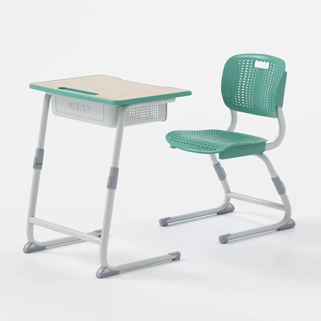 Factory Supplying Adjustable Height Single Student Desk with Chair School Furniture