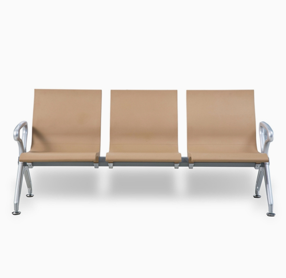 Modern Reception Area Durable Three-Seater Waiting Chair Metal Frame Public Seating for Airport Hospital Office