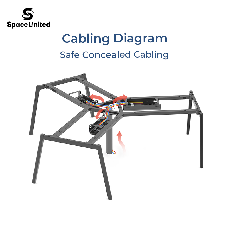 Spaceunited Modern Design 3 Person Workstation Collaborative Workspace 120 Degree Desk