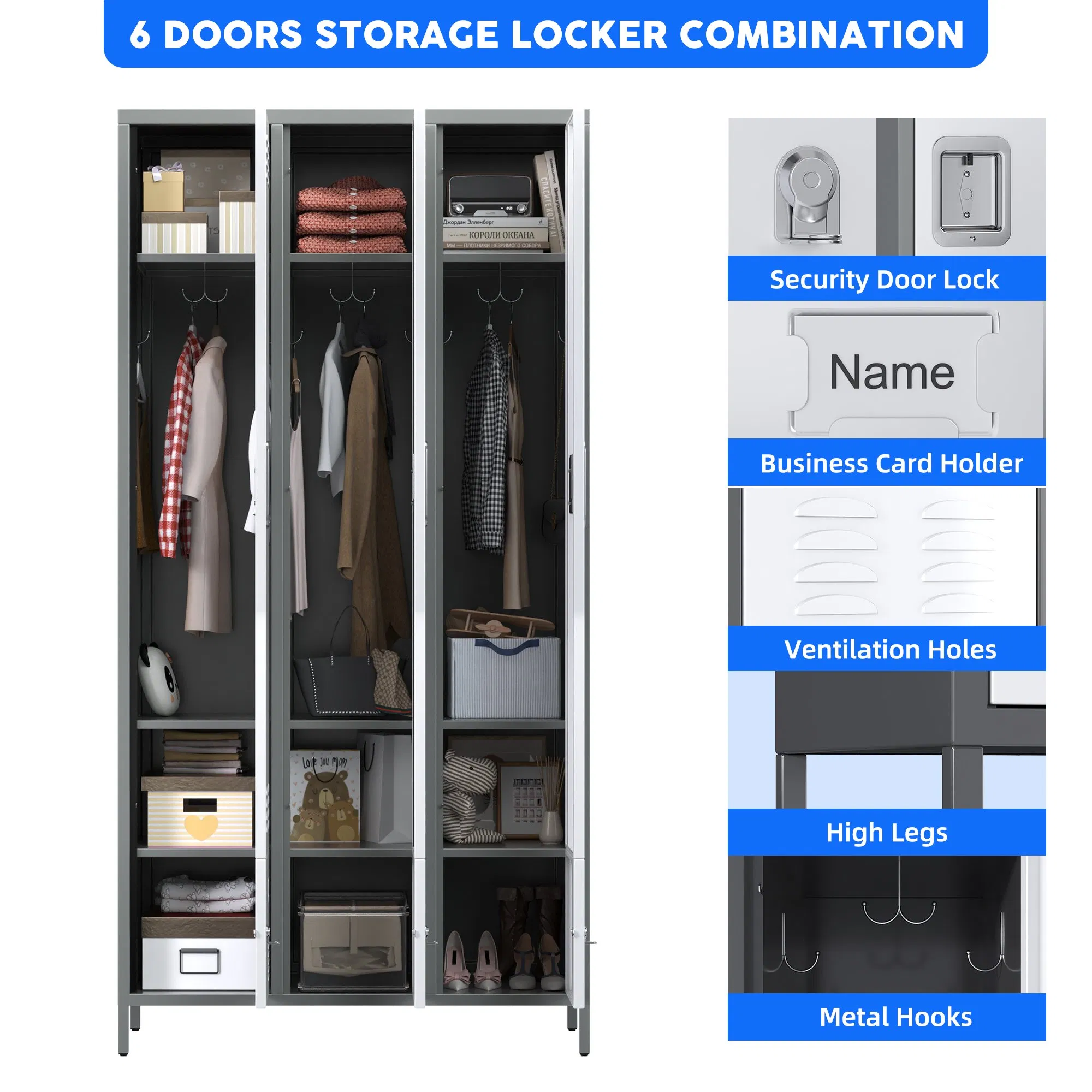 Gym Steel Locker Staff Dormitory Metal Storage Cabinet Living Room Metal Wardrobe