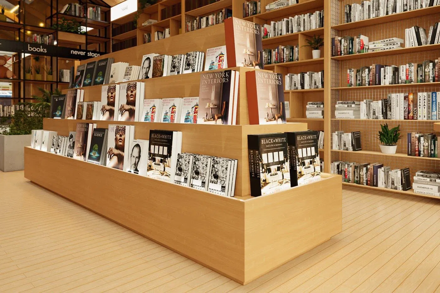 Modern LED Eco-Friendly Library Book Shelf - Durable Bookstore Stationery Display Stand