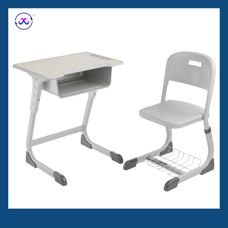 Adjustable Height Student Desk and Chair School Furniture Standard Classroom School Desk and Chair Set for Indian School