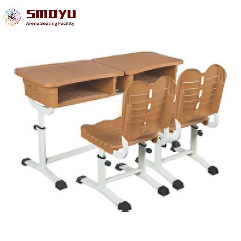 Height Adjustable Drawing Student Classroom School Desk and Chair Set School Furniture with Book Basket