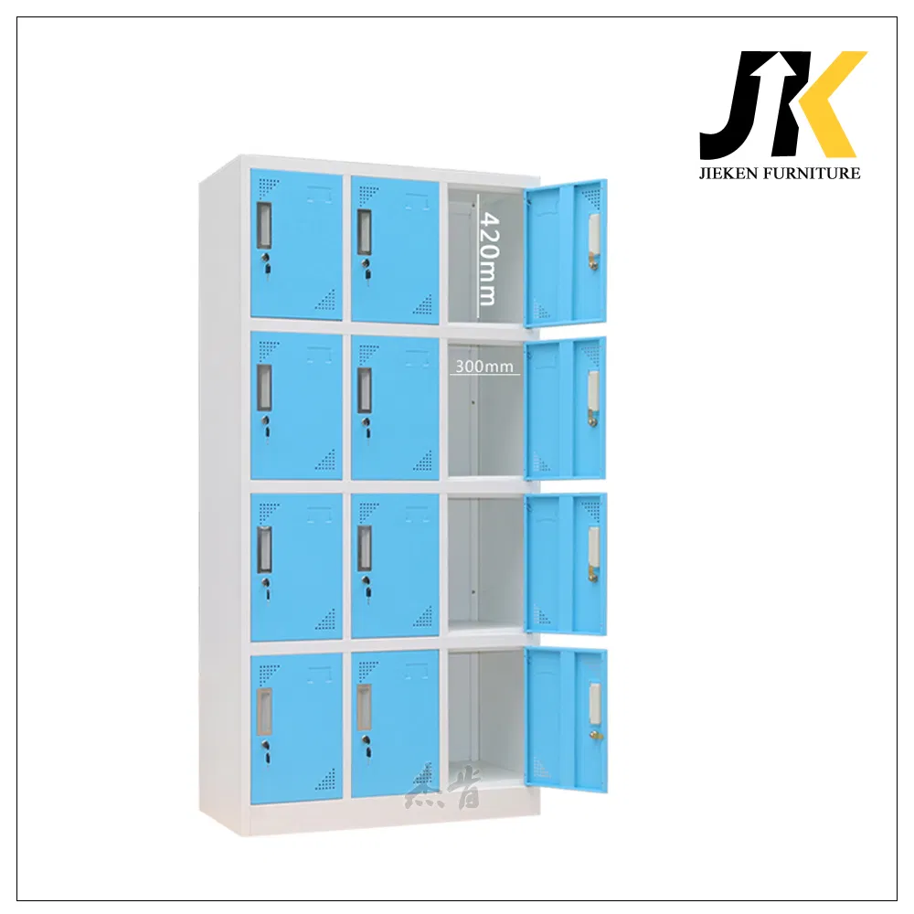 12 Door Colorful Lockable Storage Lockers Gym Dormitory School Steel Locker with Lock