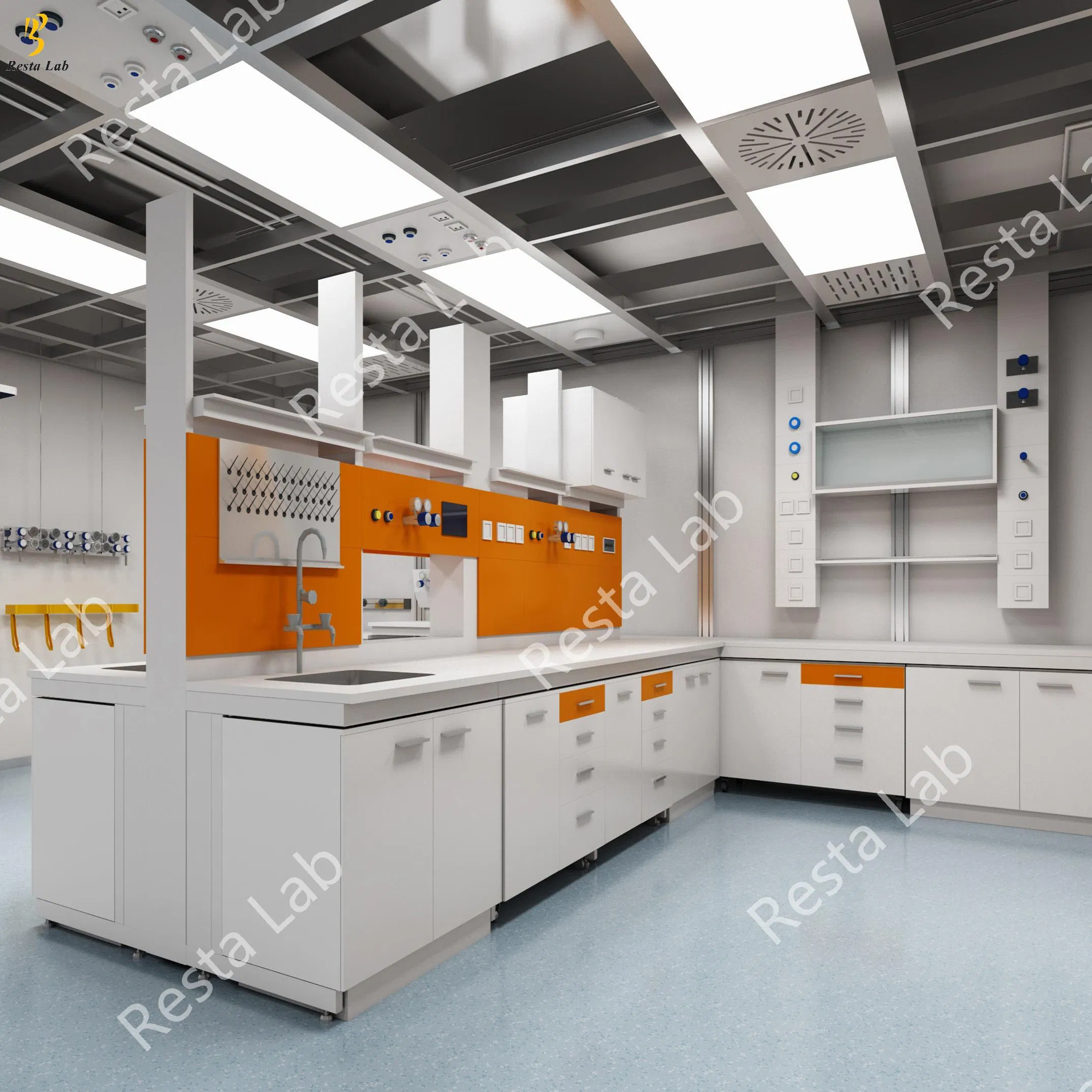 Physics Chemistry Analytical Chemical Lab Bench Furniture Floor Mounted with CE Standard