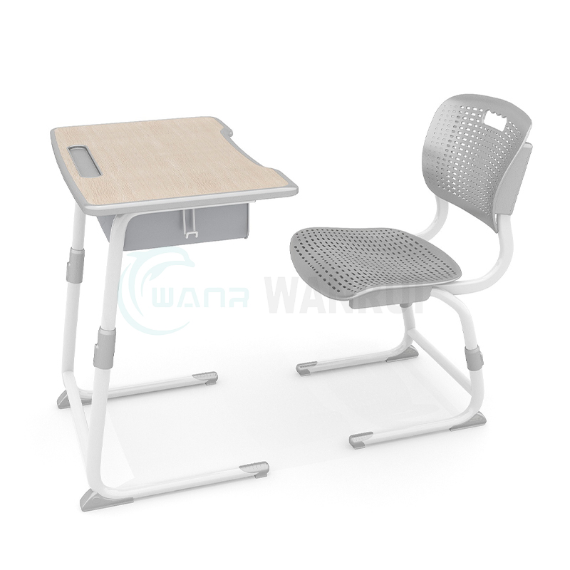 Factory Supplying Adjustable Height Single Student Desk with Chair School Furniture
