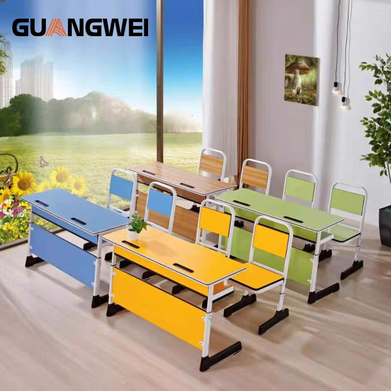 School Furniture Height Adjustable Classroom Single Student Desk with Chair