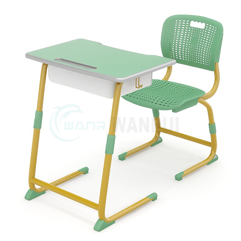 Factory Supplying Adjustable Height Single Student Desk with Chair School Furniture