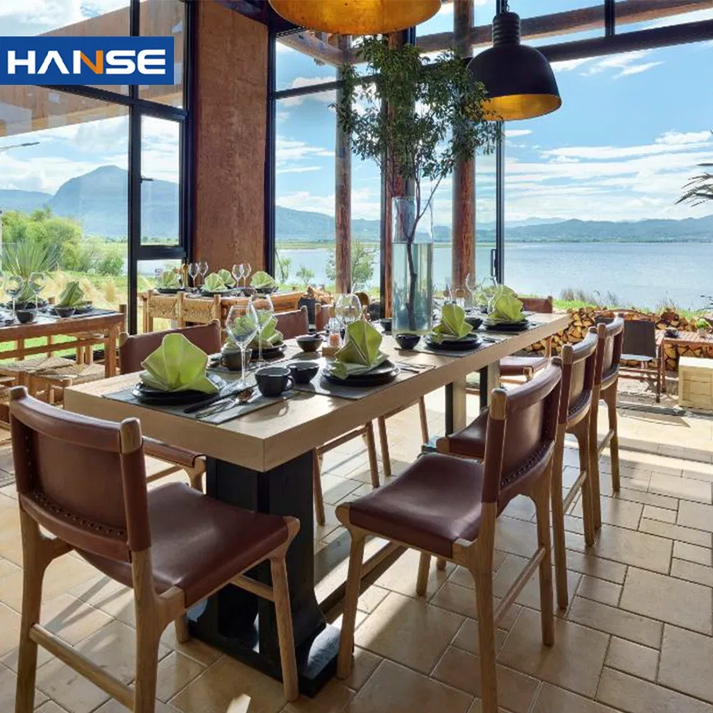 Custom Made Modern Wooden Countertop Stainless Steel Legs Dining Table Furniture Living Room Canteen Restaurant Furniture Dining Table