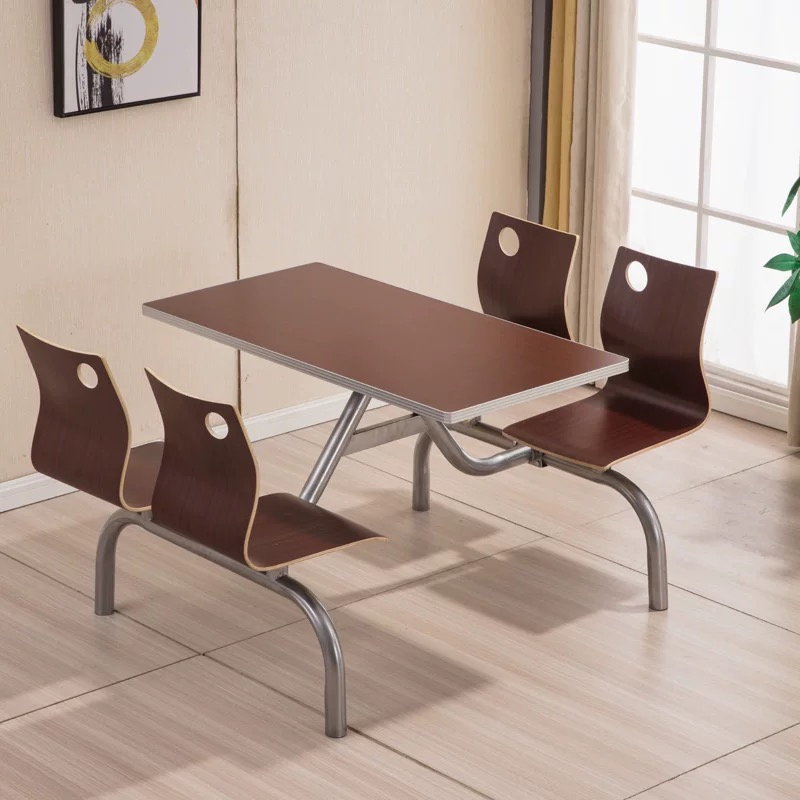 Modern Style Restaurant Four Seat School Dining Canteen Melamine Tables with Chairs
