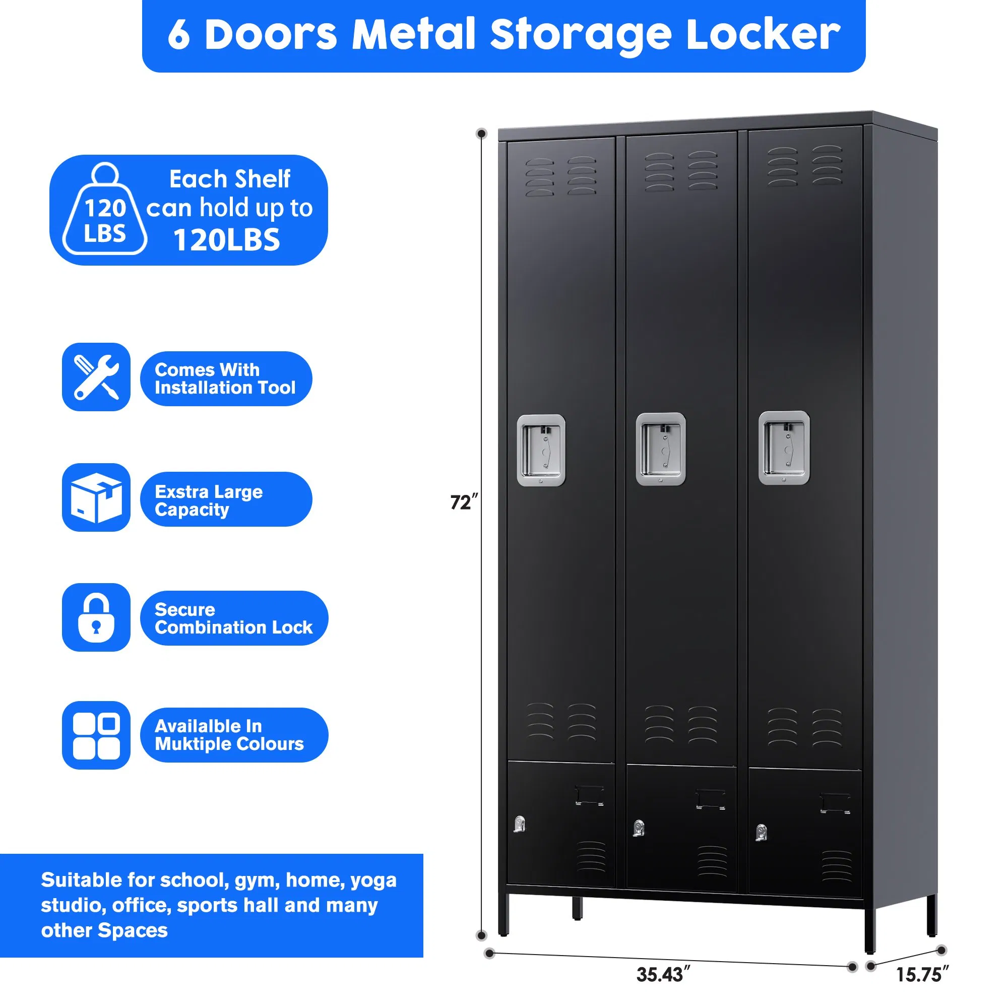 Office Metal Locker Gym Bedroom Dormitory Steel Staff Locker Metal School Storage