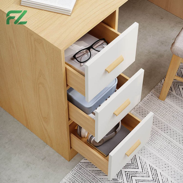 Aluminum Computer Desk Study Table with Bookshelf and Drawers Space-Saving for Home Office