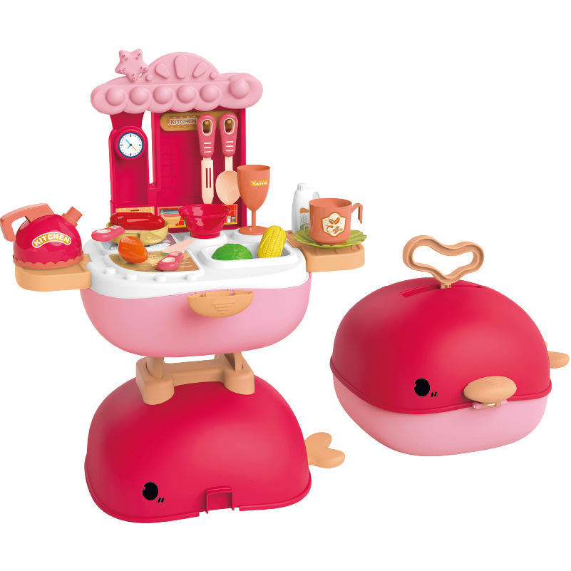 New Design Shape Fashion Makeup Doctor Tool Kitchen 3in1 Whale Backpack Kids Pretend Play