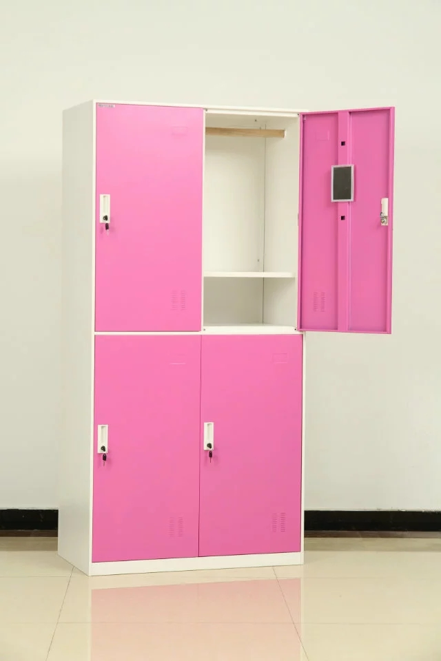 Factory Price Staff Dormitory Clothes Metal Storage Cupboard 4 Door Steel Locker Wardrobe