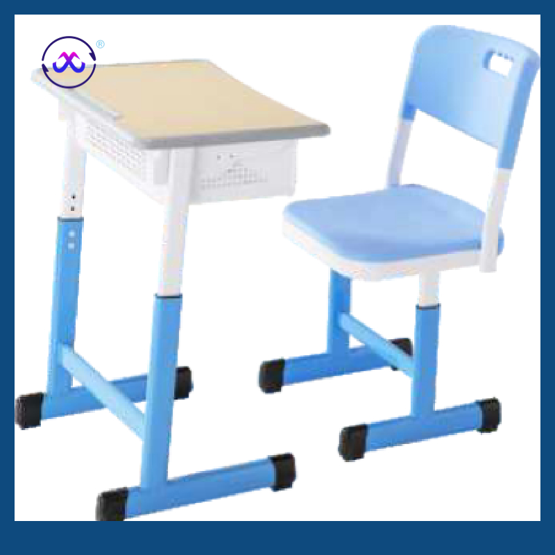 Adjustable Height Student Desk and Chair School Furniture Standard Classroom School Desk and Chair Set for Indian School