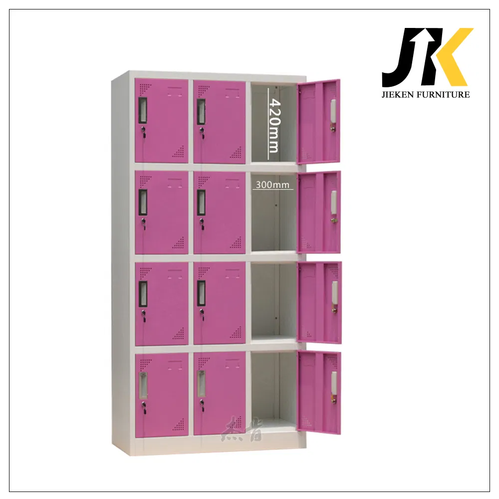 12 Door Colorful Lockable Storage Lockers Gym Dormitory School Steel Locker with Lock