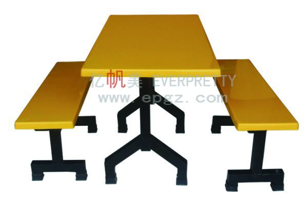 School Restaurant Canteen Dining Rooms Furniture Fiberglass Tabletop Metal Frame Table with Plastic Chair Back Seat for 4 People