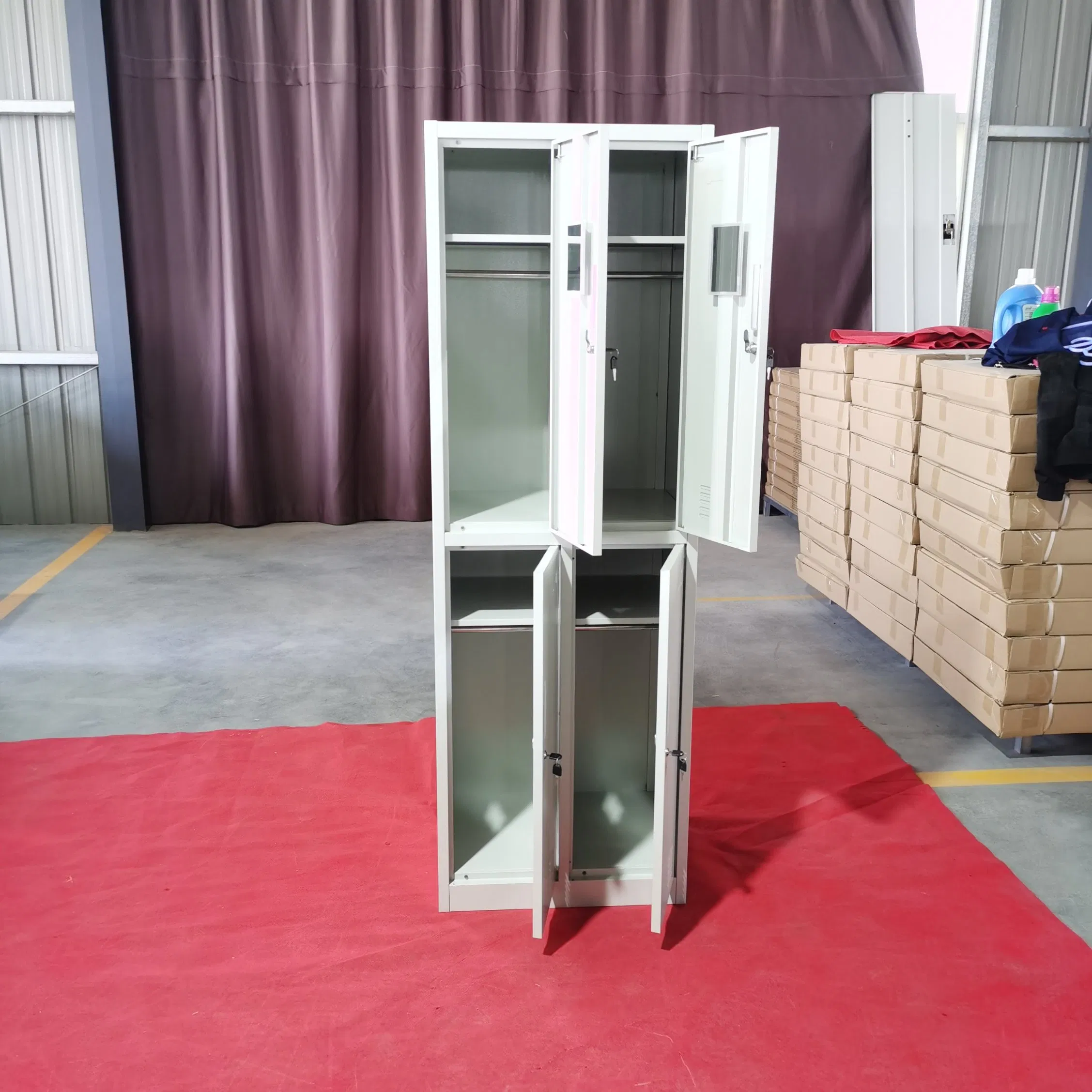 Customized Steel 4 Door Lockers Metal Gym Storage Wardrobe Lockers Iron Dormitory Compartment Locker