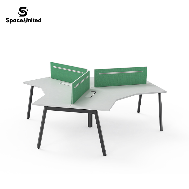 Spaceunited Modern Design 3 Person Workstation Collaborative Workspace 120 Degree Desk