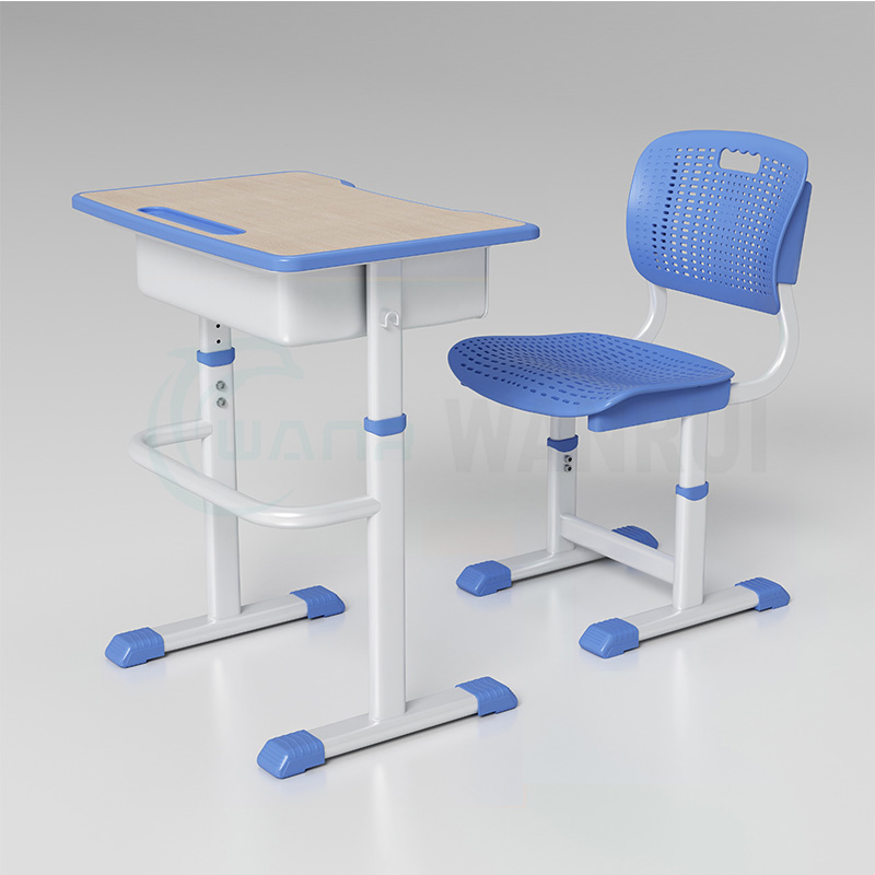 Factory Supplying Adjustable Height Single Student Desk with Chair School Furniture