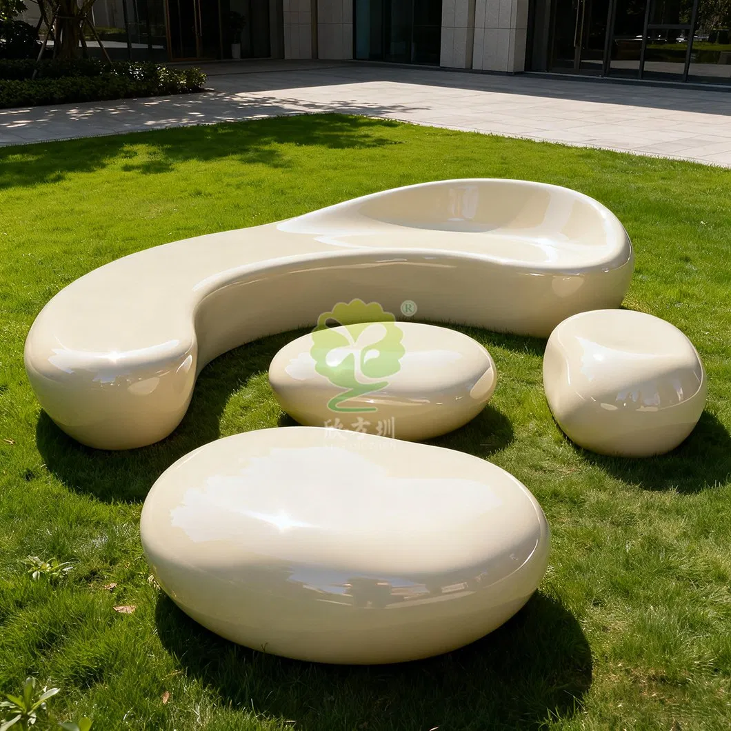 Customized Outdoor Landscape Park Fiberglass Cobblestone Bench Public Area Leisure Seating Manufacturer