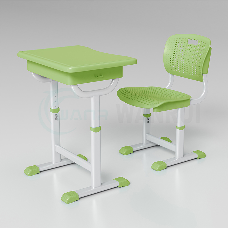 Factory Supplying Adjustable Height Single Student Desk with Chair School Furniture