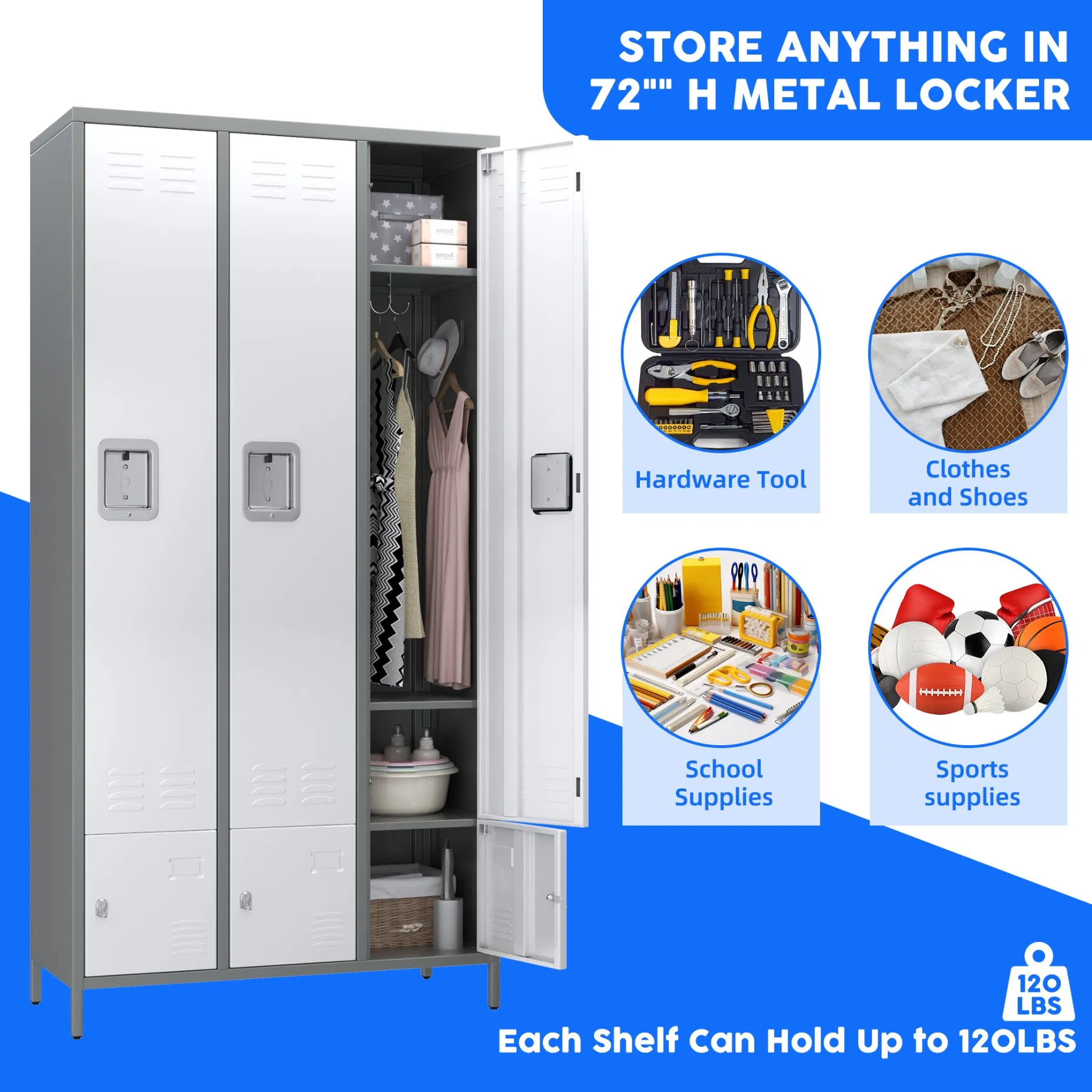 Gym Steel Locker Staff Dormitory Metal Storage Cabinet Living Room Metal Wardrobe