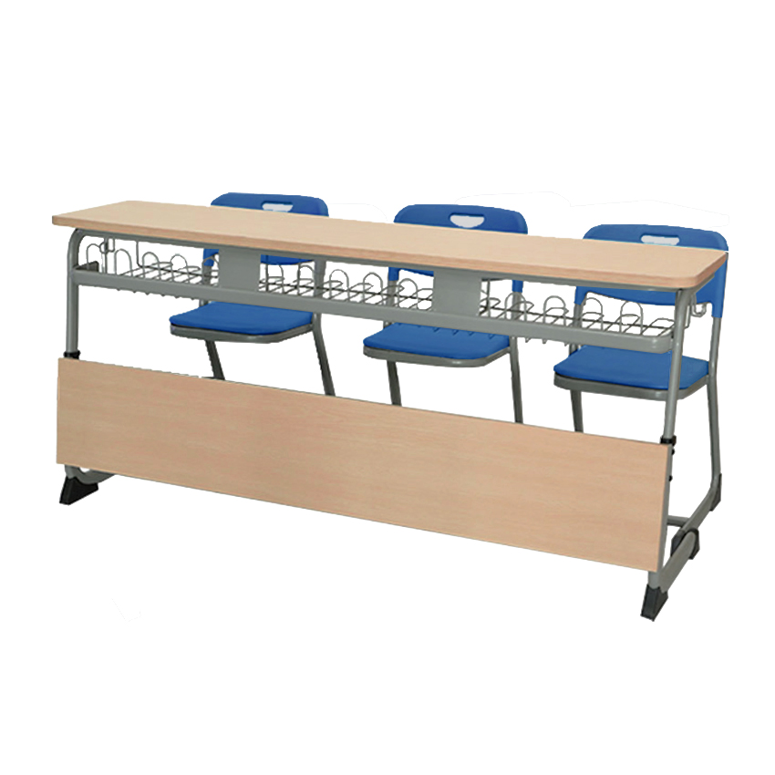 Primary School Three Seats Classroom Desk and Chair Set Height Adjustable Wooden School Furniture Student Desk and Chair Sets