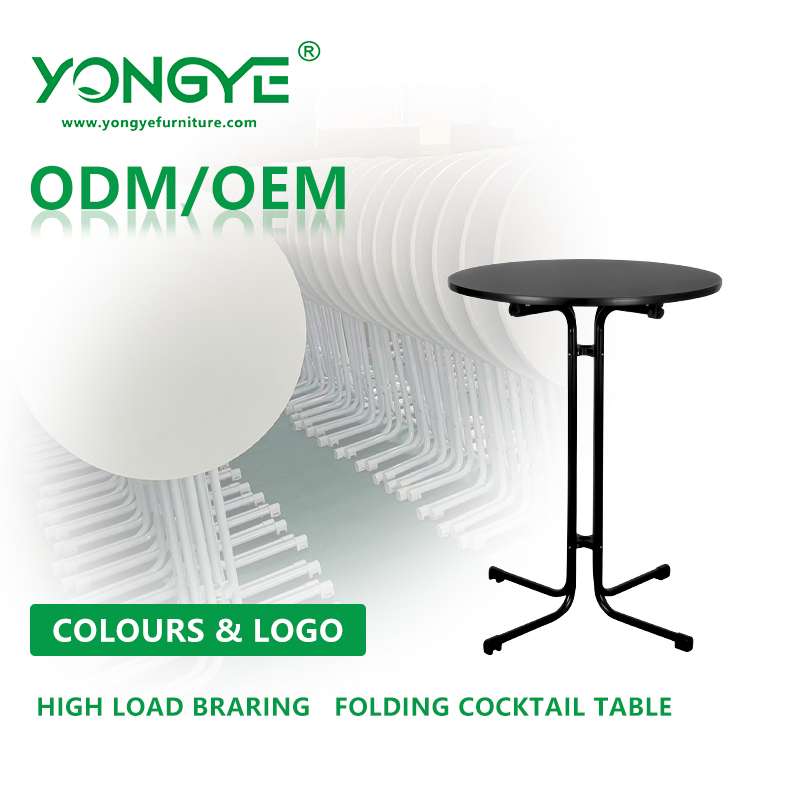 Factory Price Durable Wholesale Canteen Cafe Dining Round Plastic Folding Cocktail Table