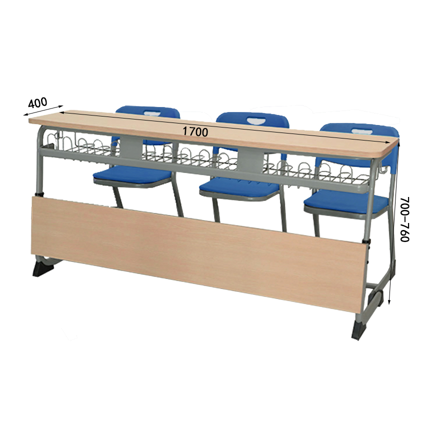 Primary School Three Seats Classroom Desk and Chair Set Height Adjustable Wooden School Furniture Student Desk and Chair Sets