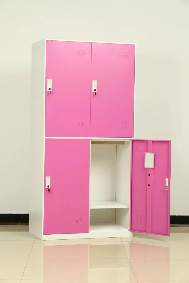 Factory Price Staff Dormitory Clothes Metal Storage Cupboard 4 Door Steel Locker Wardrobe
