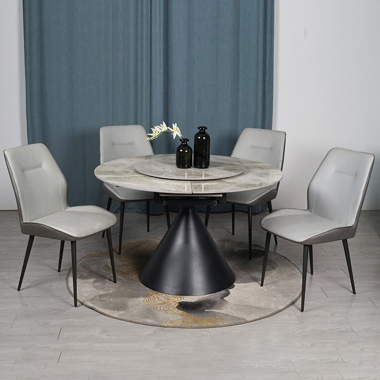 China Wholesale Customize Modern Classical Round Extendable Dining Tables for Dining Room/Canteen/Kitchen