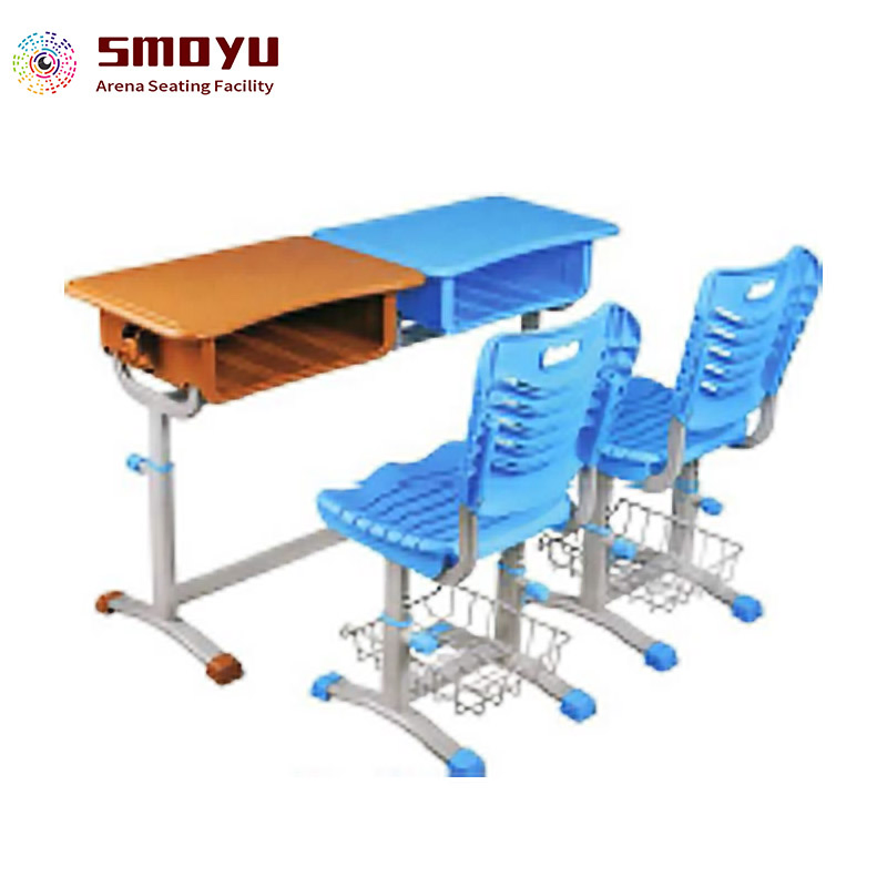 Height Adjustable Drawing Student Classroom School Desk and Chair Set School Furniture with Book Basket