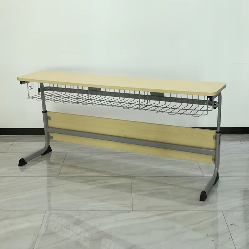 Primary School Three Seats Classroom Desk and Chair Set Height Adjustable Wooden School Furniture Student Desk and Chair Sets