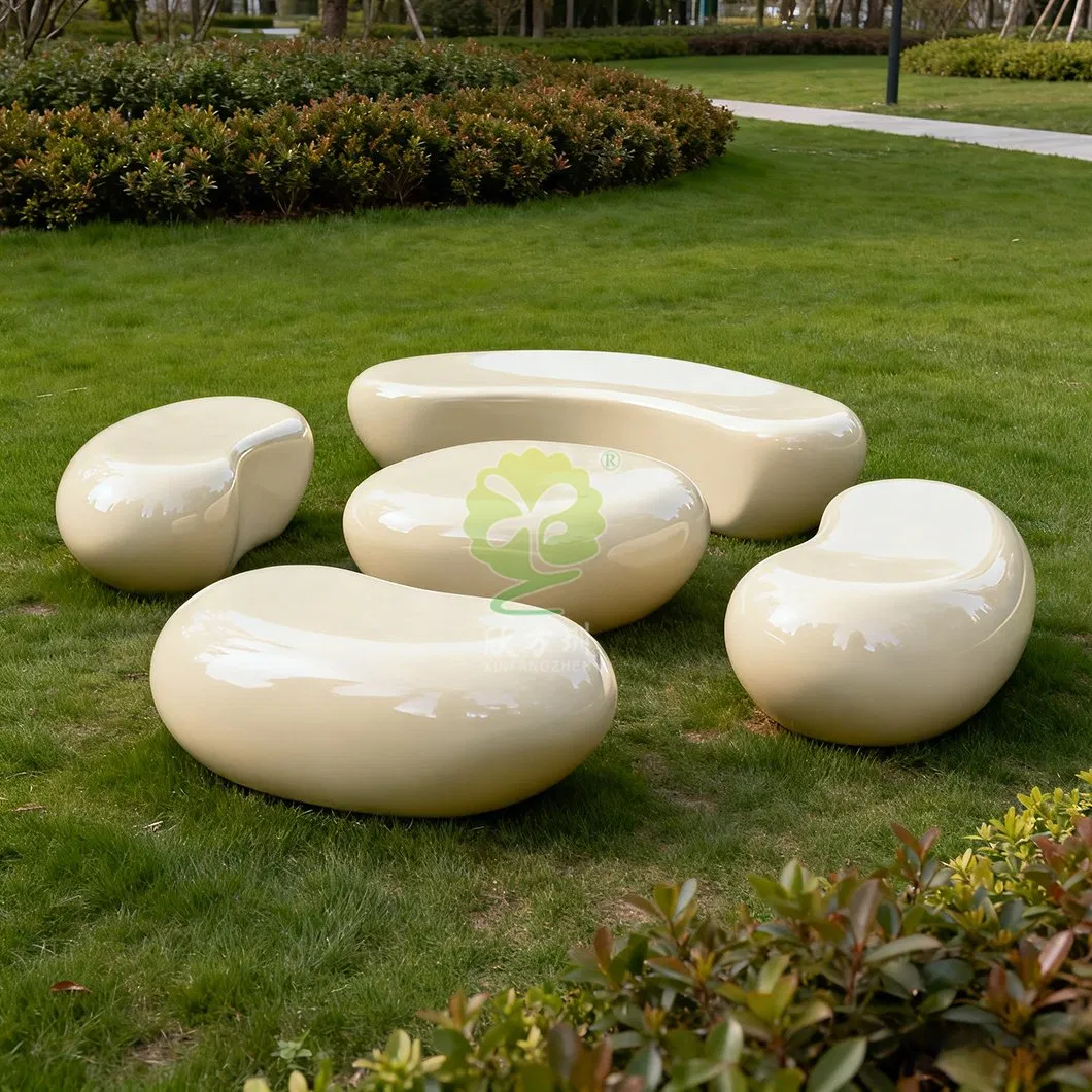 Customized Outdoor Landscape Park Fiberglass Cobblestone Bench Public Area Leisure Seating Manufacturer