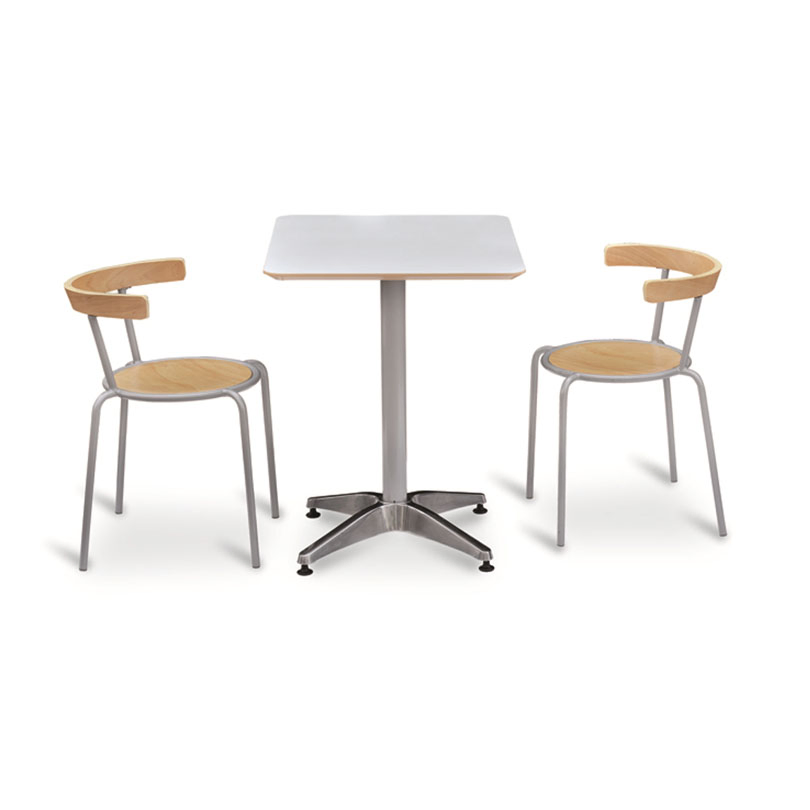 Cafeteria Restaurant 6/8 People Canteen Stainless Steel Dining Table and Stood Set